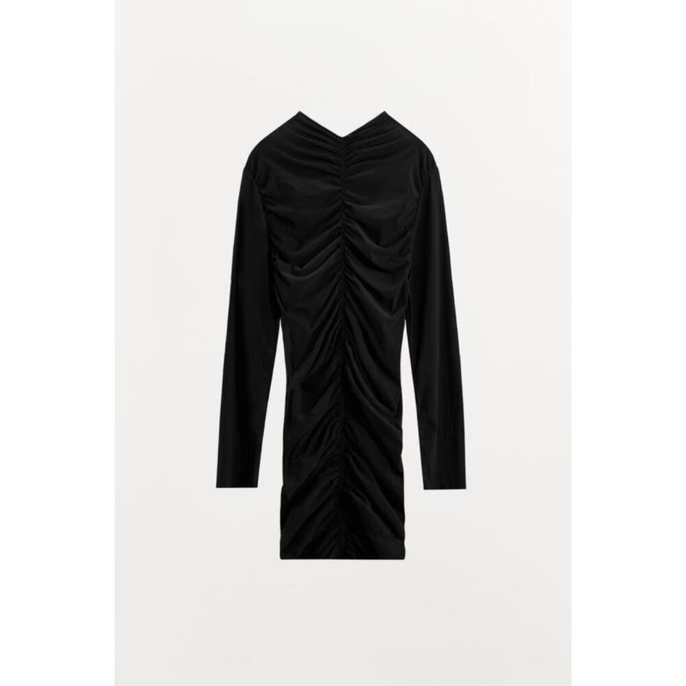 ZARA GATHERED SHEER MINI DRESS - Picture 7 of 8